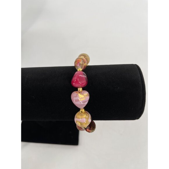 Stauer Rosa Murano Glass Beaded Necklace & Earrings Set With Gold Accents parure - Picture 8 of 16